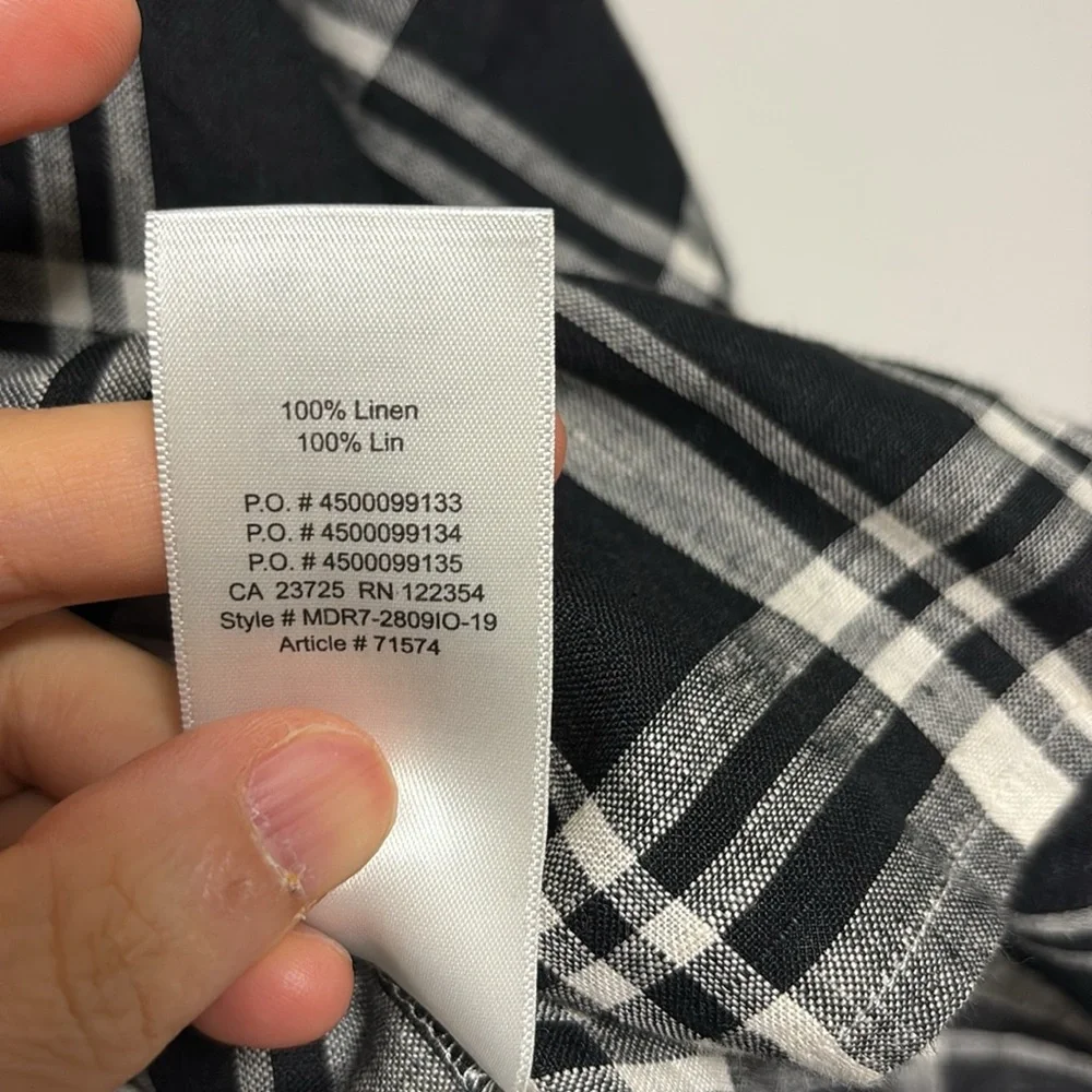 Aritzia Wilfred plaid Tanis linen button top sz xxs work once - Picture 5 of 12